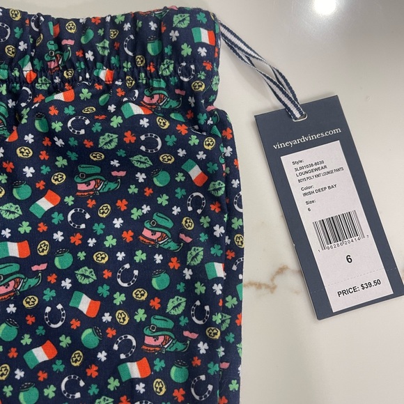 Vineyard Vines Boys Kids Poly Knit Lounge Pants Irish Deep Bay Size 6 Loungewear - Picture 3 of 5